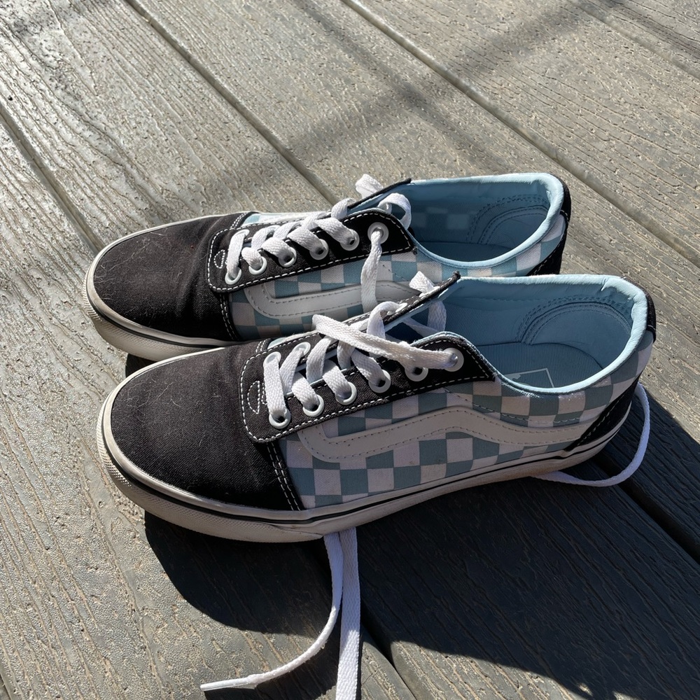 Women’s Blue & Black Checkered Vans